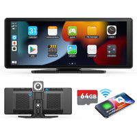 Portable Wireless Carplay Car Stereo, 10.26" inch HD Touchscreen for Car with CarPlay & Android Auto with Mirror Link/Backup Cam