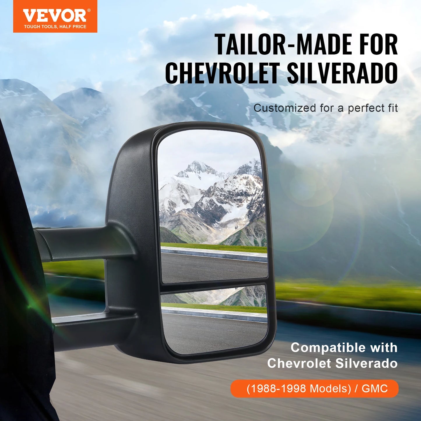 VEVOR 2PCS Towing Mirrors Tow Mirror Car Rear View Mirror Blind Spot Convex Wide Angel for Chevrolet Silverado (1988-2007)/GMC
