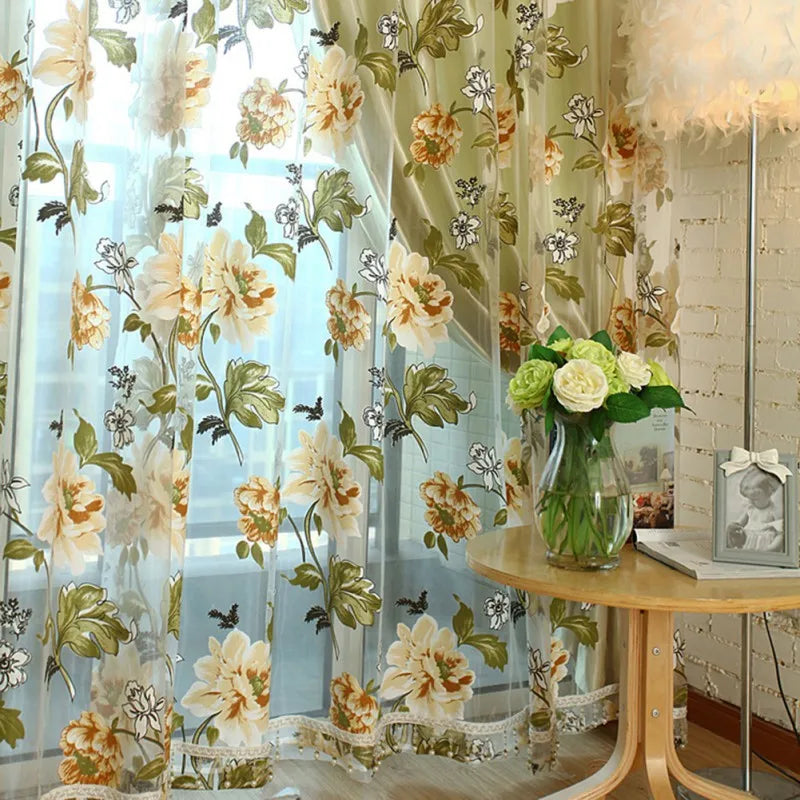 2PCS 100x200cm 3D Treatments Panel Draperies Window Curtains Beige Purple Tulle For Luxury Sheer For Kitchen Living Room Decors