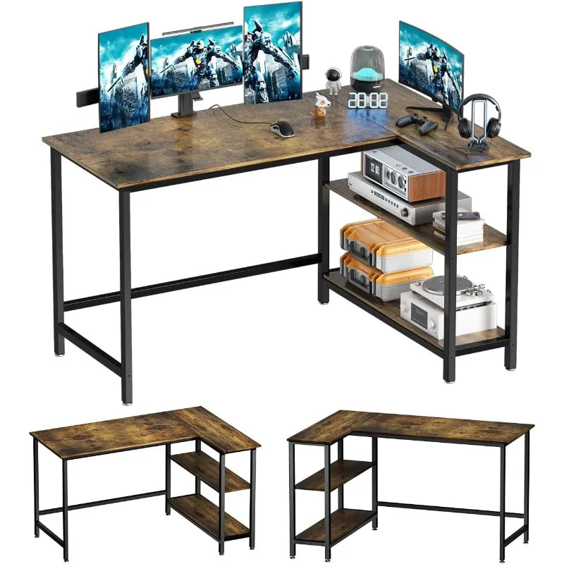L Shaped Desk - 39" Home Office Computer Desk with Shelf, Gaming Desk Corner Table for Work, Writing and Study