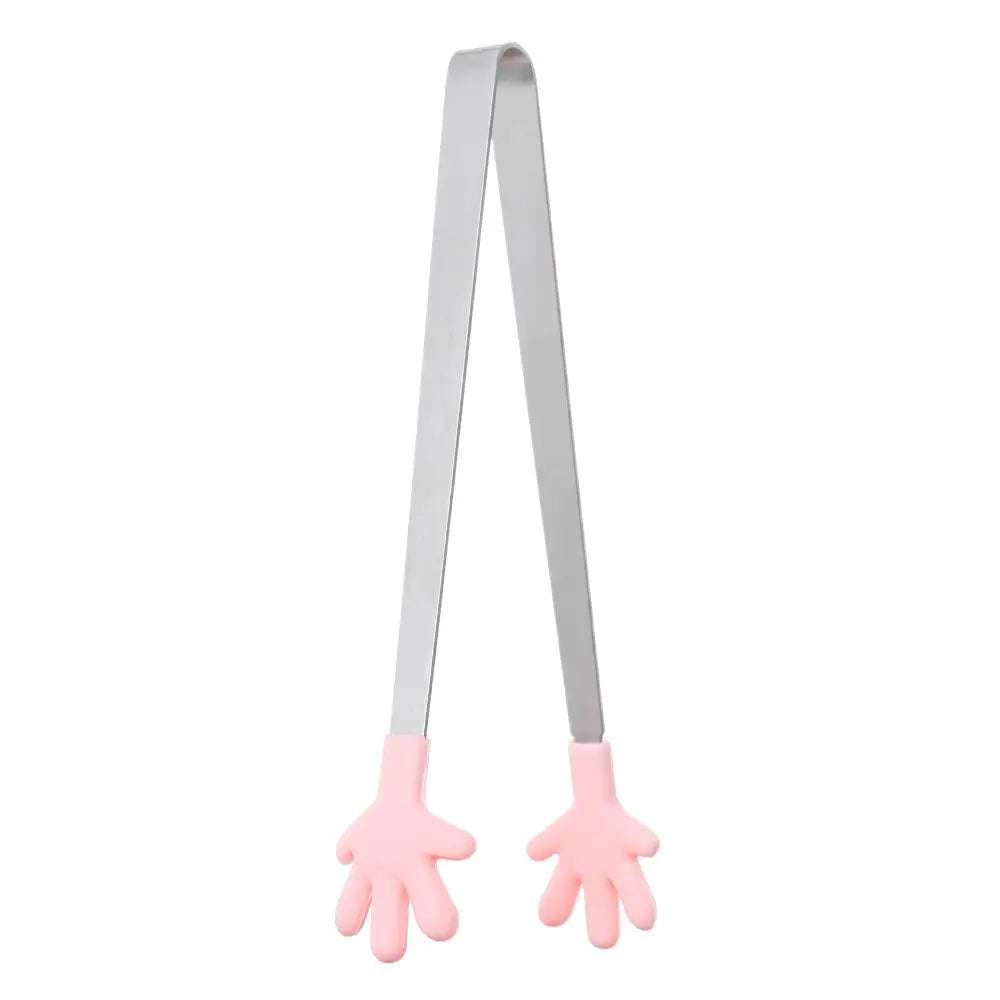 Creative Silicone Stainless Steel Mini Snack Food Tongs Non-slip Handles BBQ Bread Ice Cube Clip Kitchen Accessories BBQ