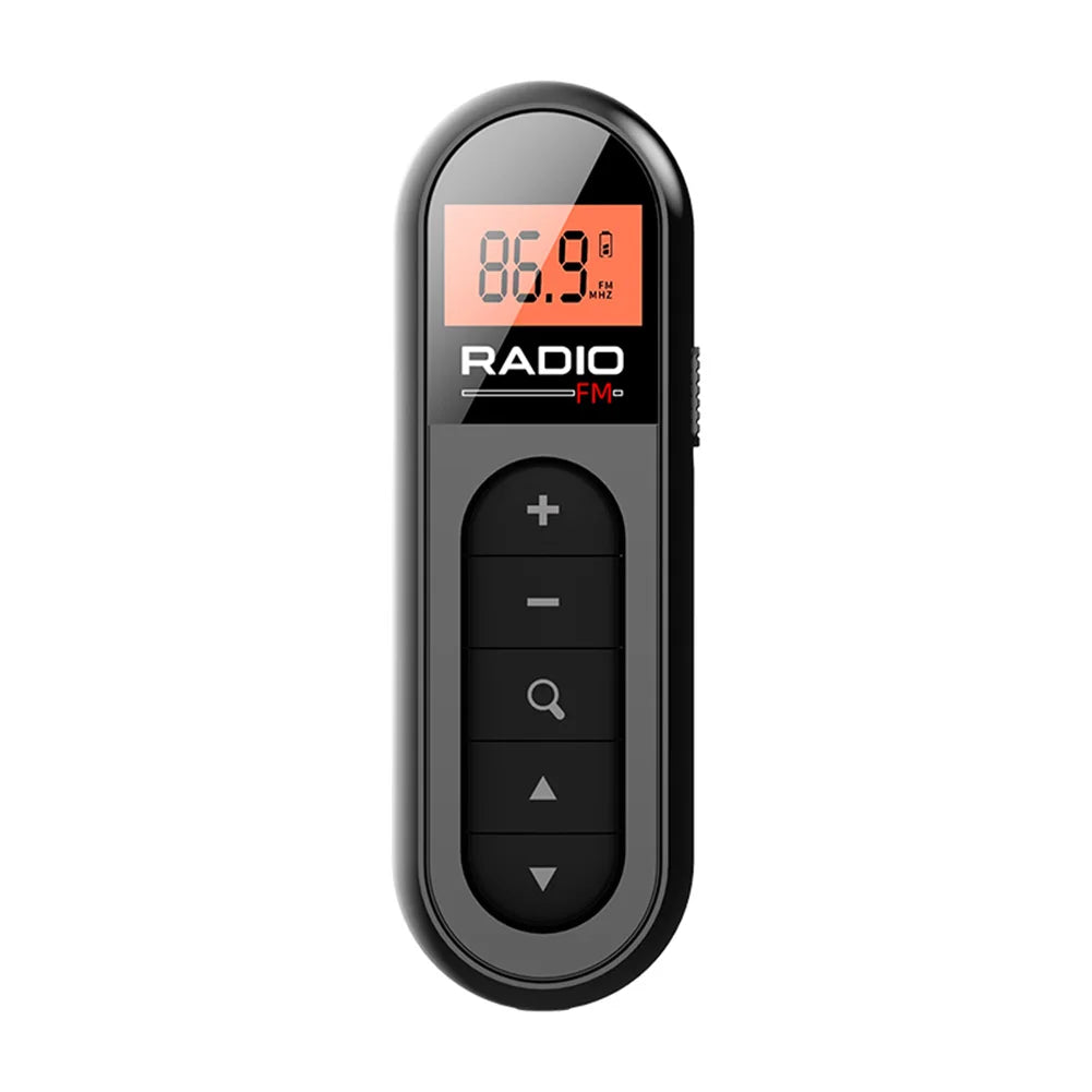 FM Radio Backlight LCD Display Mini Pocket Clip Radio with 3.5mm Headphones Personal Walkman Radio Receiver for Walk Camping