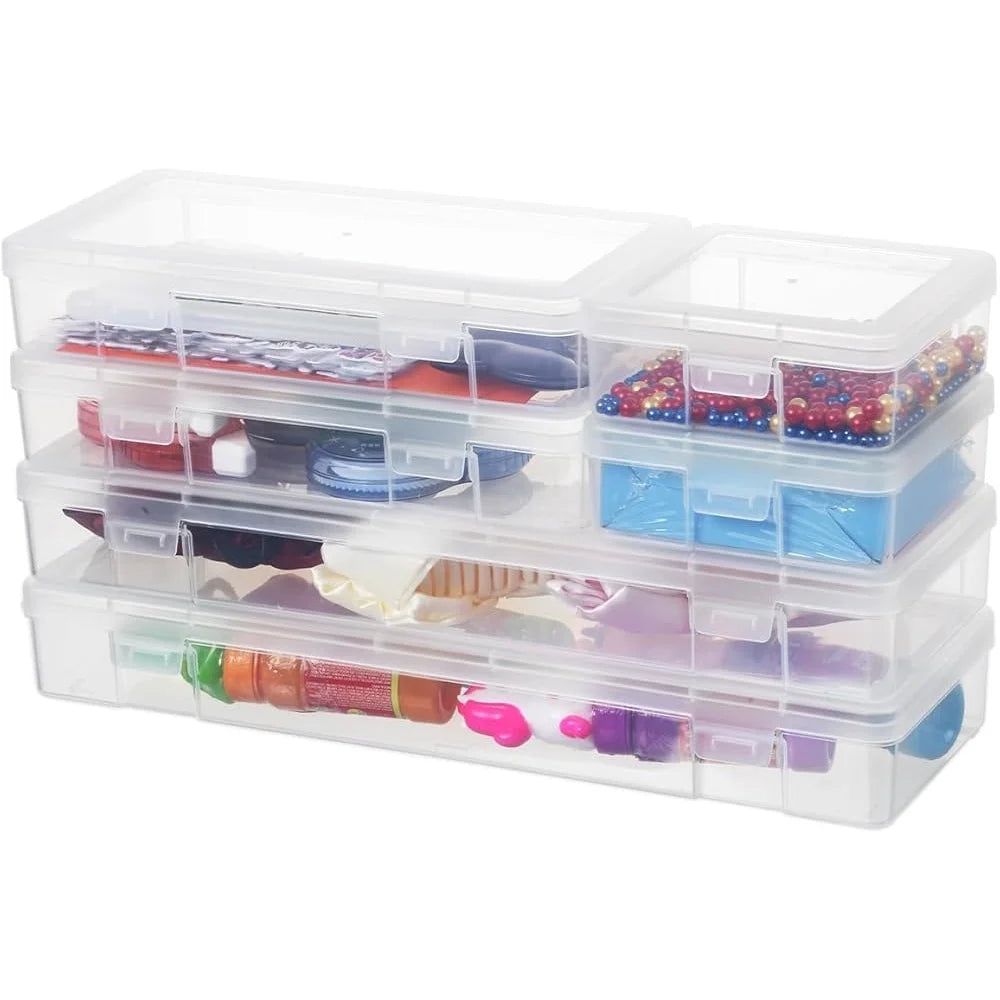 Stackable Clear Plastic Storage Box Containers with Latching Lid Art Craft Supplies Organizing Pencils Beads Jewelry LEGO