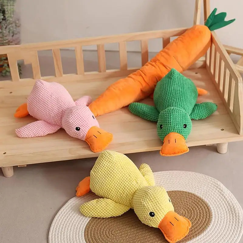 The Mellow Dog Calming Duck Cute No Stuffing Duck with Soft Squeaker Wild GooseChew Toy Cleaning Teeth