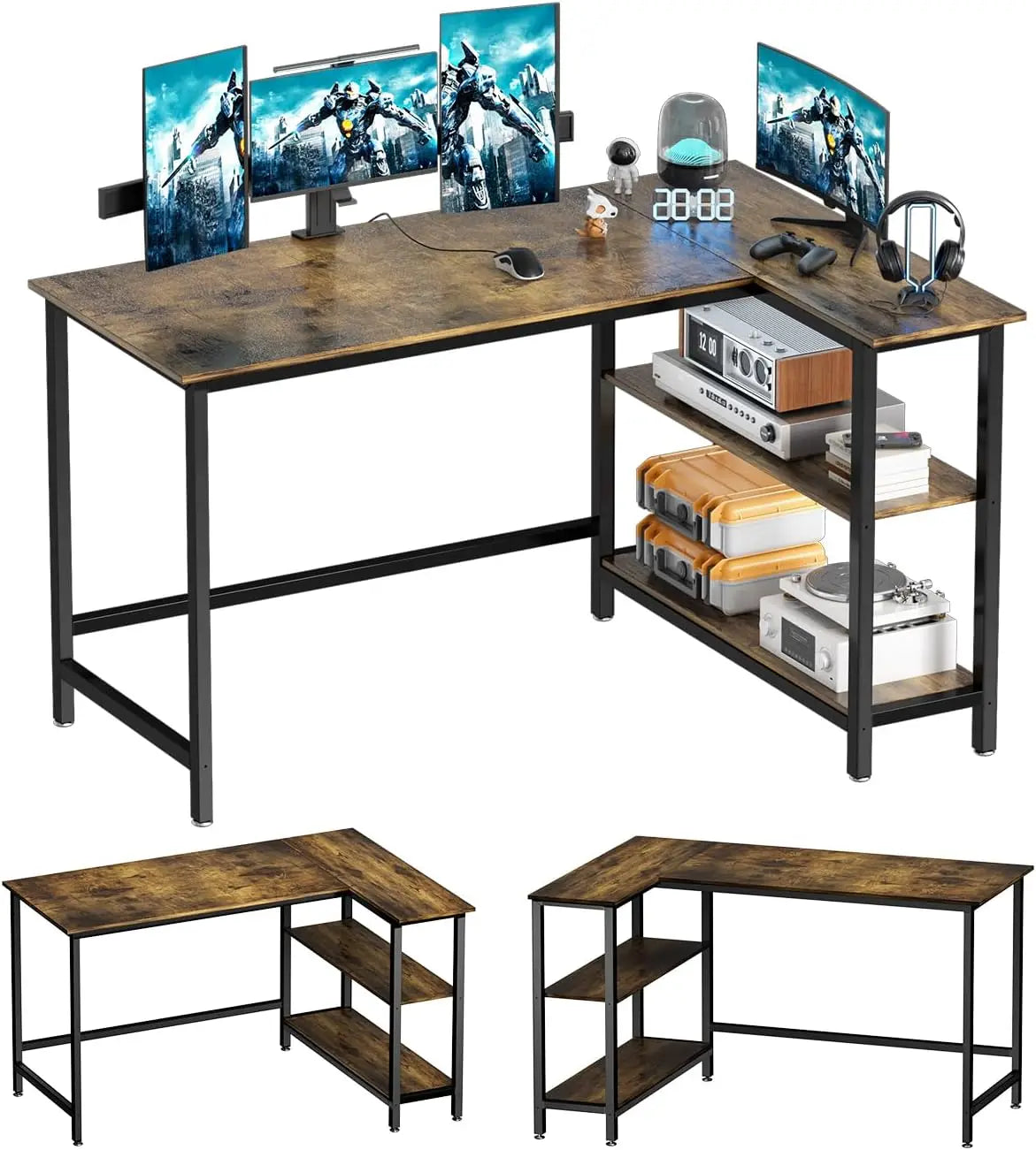 L Shaped Desk - 39" Home Office Computer Desk with Shelf, Gaming Desk Corner Table for Work, Writing and Study