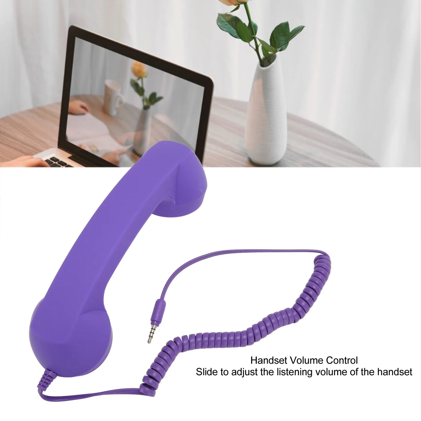Cell Phone Handset USB C Radiation Proof Vintage Phone Handset with 3.5 Mm Socket for Smartphone 3.5mm Retro Handset
