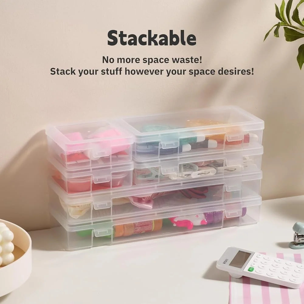 Stackable Clear Plastic Storage Box Containers with Latching Lid Art Craft Supplies Organizing Pencils Beads Jewelry LEGO