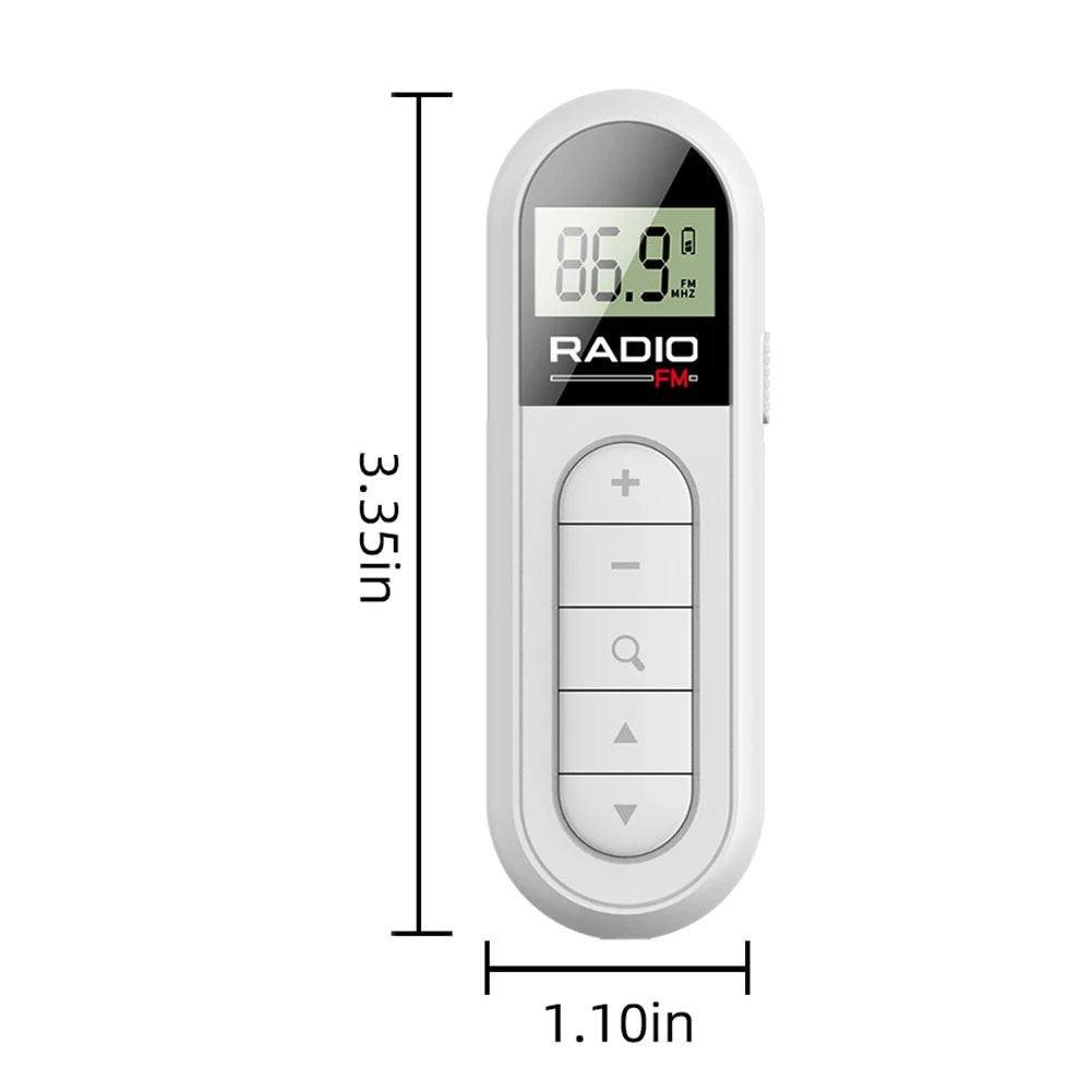 FM Radio Backlight LCD Display Mini Pocket Clip Radio with 3.5mm Headphones Personal Walkman Radio Receiver for Walk Camping