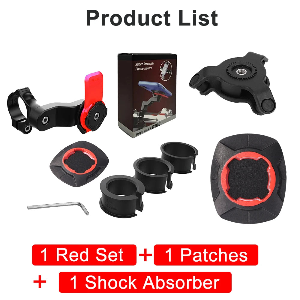 Motorcycle Handlebar Phone Holder 360°Bicycle Quad Lock Bracket Security Navigation Support Mount Moto Anti-Shock Phone Brackets