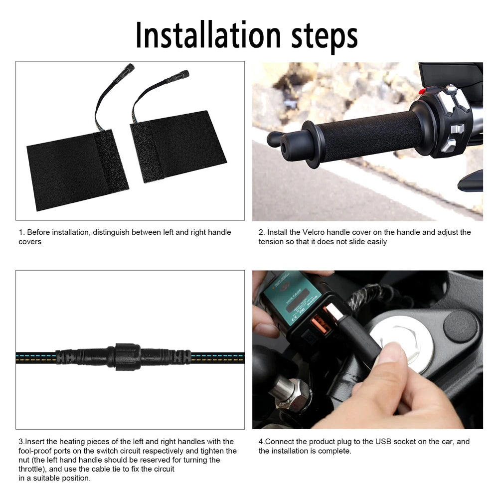 Motorcycle Heated Handgrips 5V USB 3 Gear Hand Warmer Waterproof Electric Heated Grip Cover Scooter Motorcycle Hot Handlebar