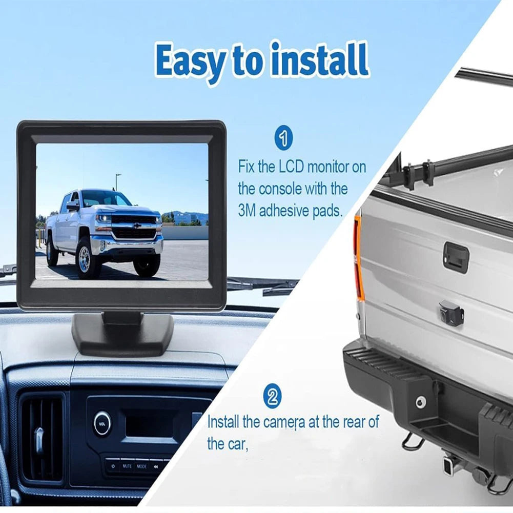 4.3 Inch Screen TFT LCD Car Monitor with 2 Way AV Input Car Reverse Monitor for Rear View Camera Parking Backup Reverse