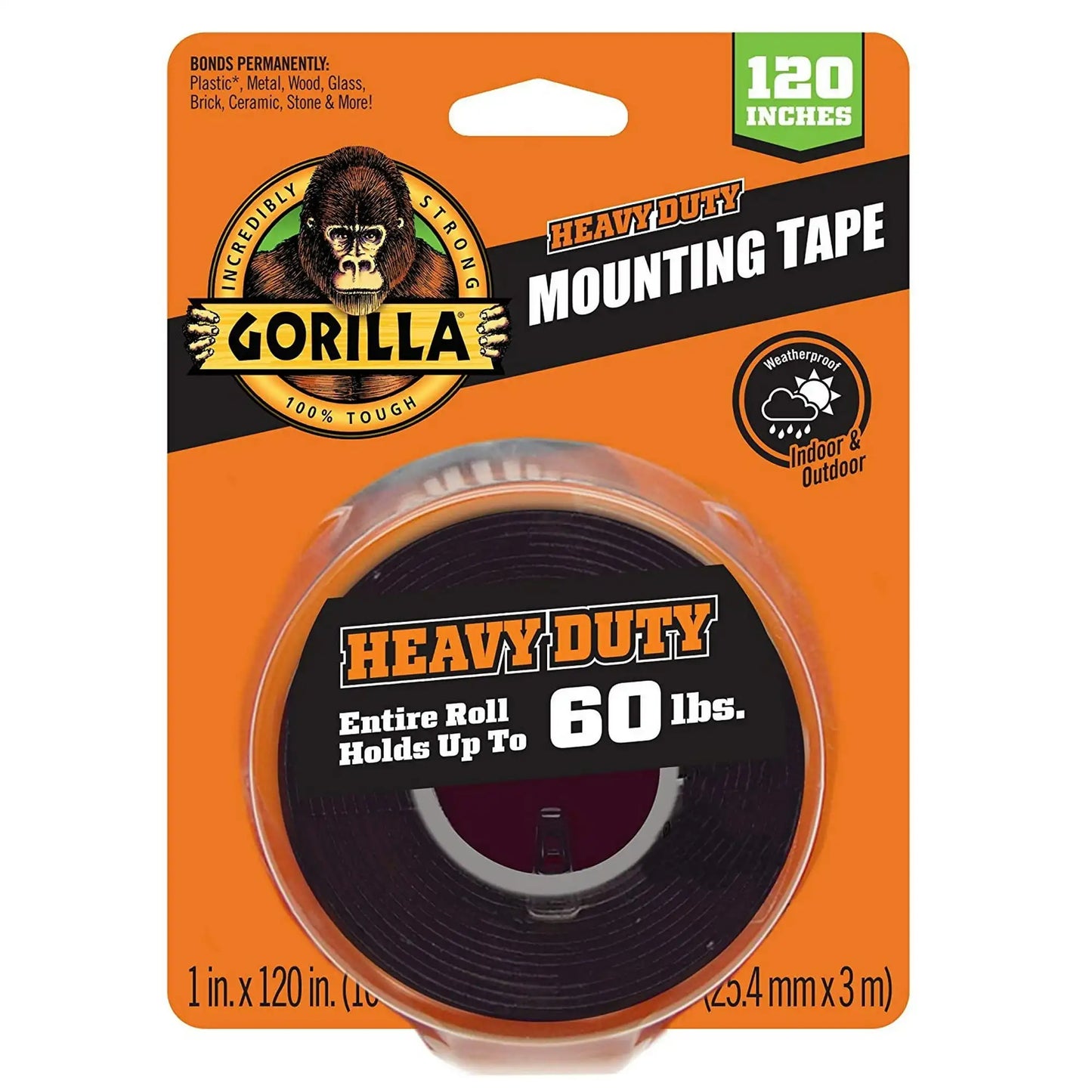 (2 pack) Gorilla XL Black Heavy Duty Mounting Tape Material Acrylic Adhesive, 10 ft Roll. Black Color Model
