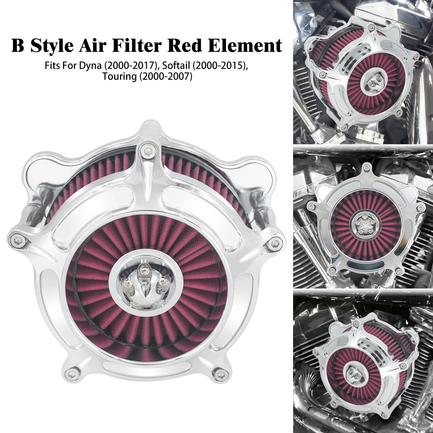 Motorcycle CNC Air Cleaner Intake Filter Element Kit For Harley Touring Road Glide Electra Street Glide Softail Low Rider Dyna