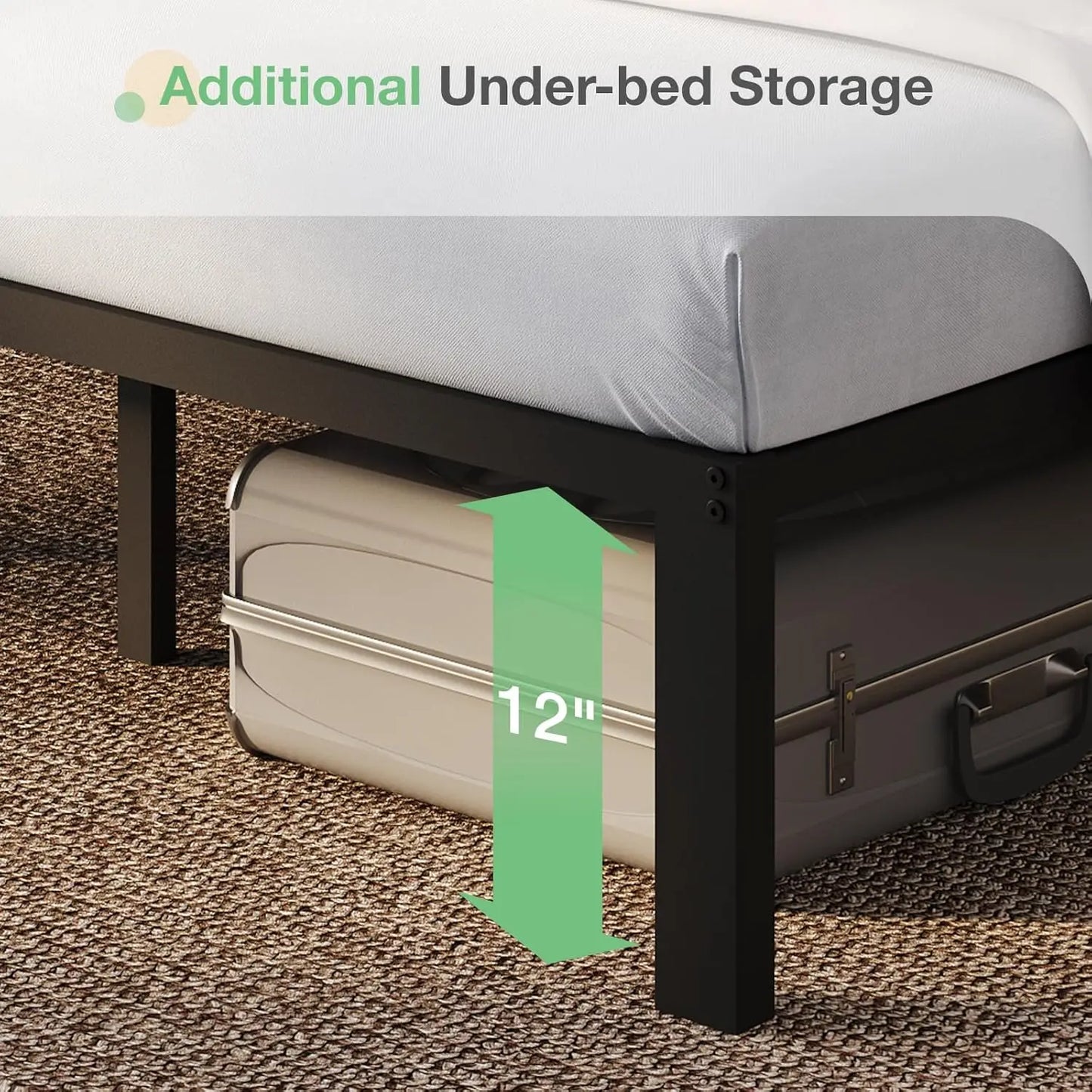 14 H Twin Bed Frame With Headboard, Metal Platform Bed Frame, Twin Size Bed Frame No Box Spring Ned, Easy Assembly, Strong Wood