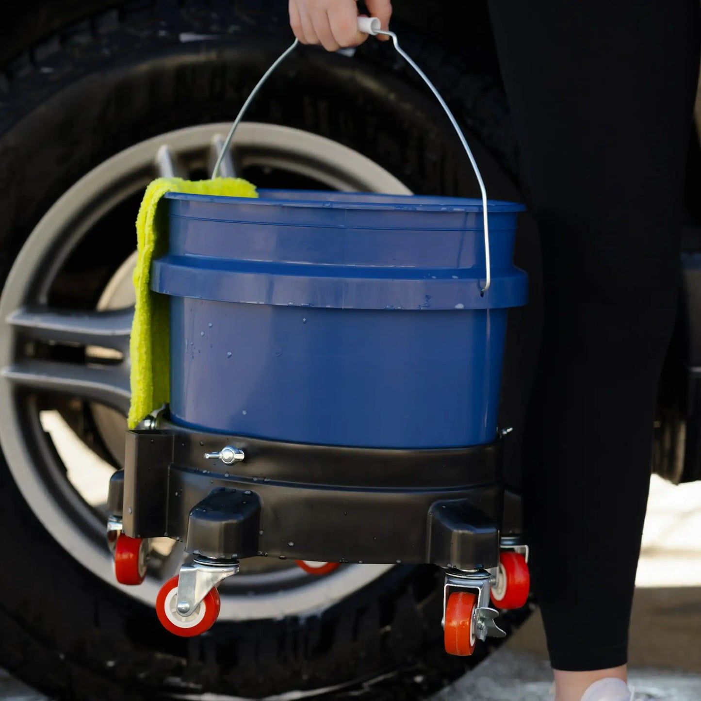 Auto Drive 12-inch Heavy Duty Garage Bucket Dolly, 5 Wheel with Lockable Casters
