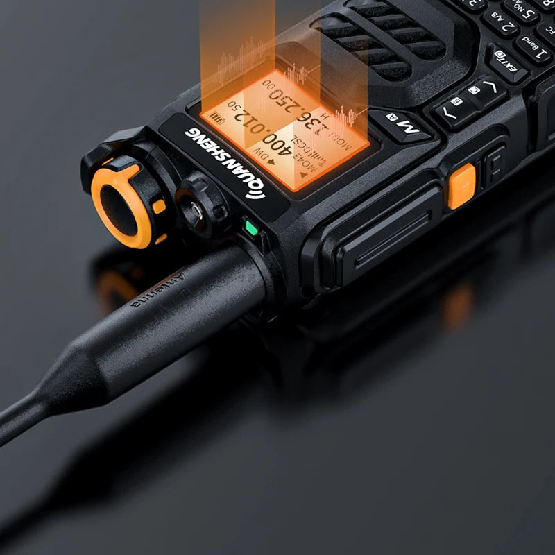 UVK5 AM/FM/DTMF walkie Talkie 200 Channel Type-C Charging Three Frequency Receiving walkie Talkie NOAA Weather Forecast, with Fl