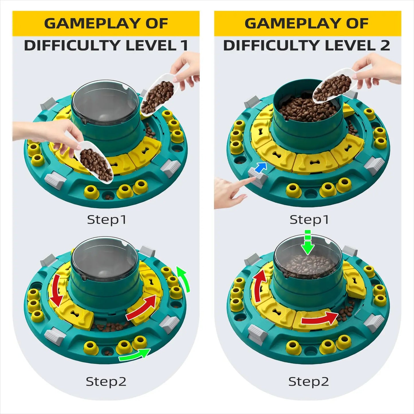 KADTC Dog Advanced Puzzle Toys Level 4 in 1 for Smart Dogs Mental Brain Stimulation Game Slow Food Puzzles Hard Feeder Puppy Tre