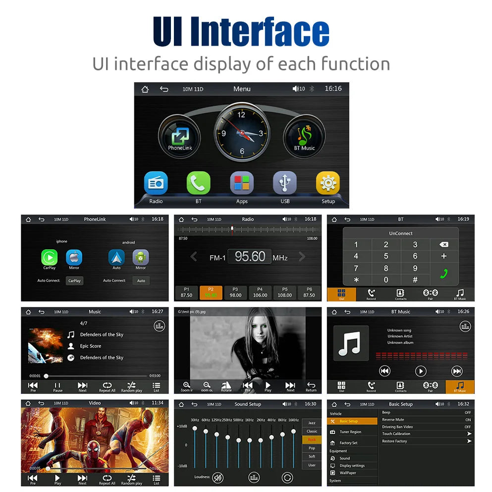 Portable Car Radio Multimedia Video Player Wireless CarPlay Android Auto 7inch Touch Screen With AUX FM For Rear View Camera 