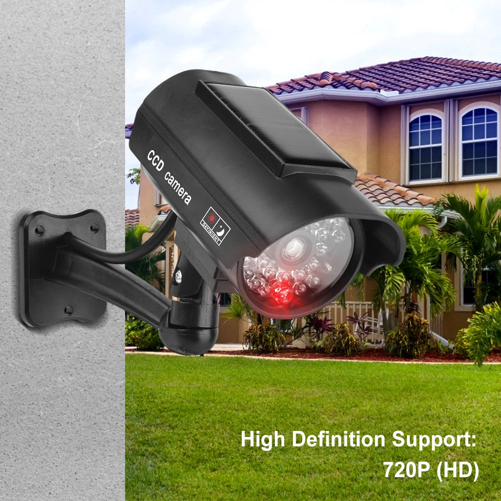 Dummy Imitation Camera Weatherproof Fake CCTV Security Camera with Flashing Red LED Light Theft Deterrent for Outdoor Indoor
