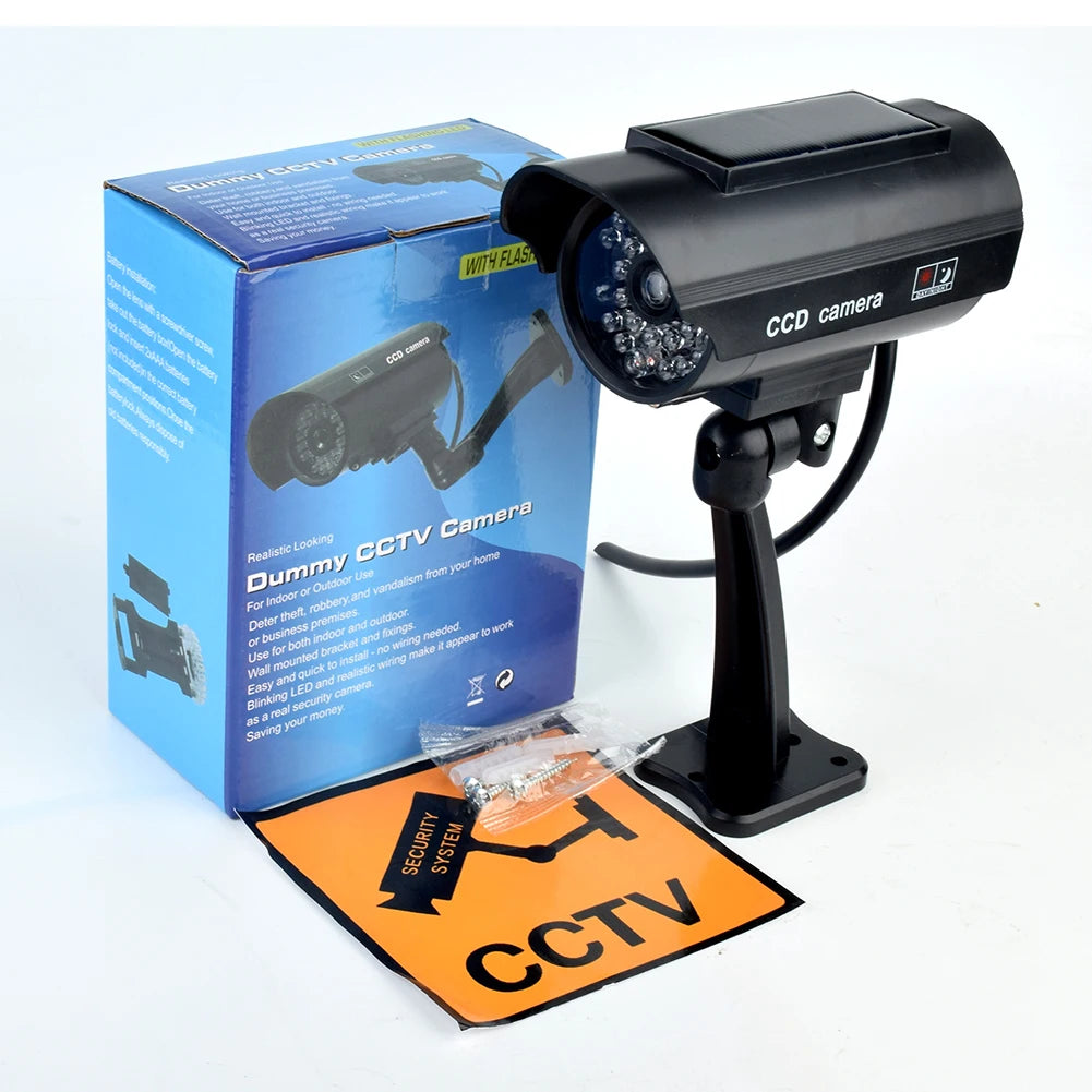 Dummy Imitation Camera Weatherproof Fake CCTV Security Camera with Flashing Red LED Light Theft Deterrent for Outdoor Indoor