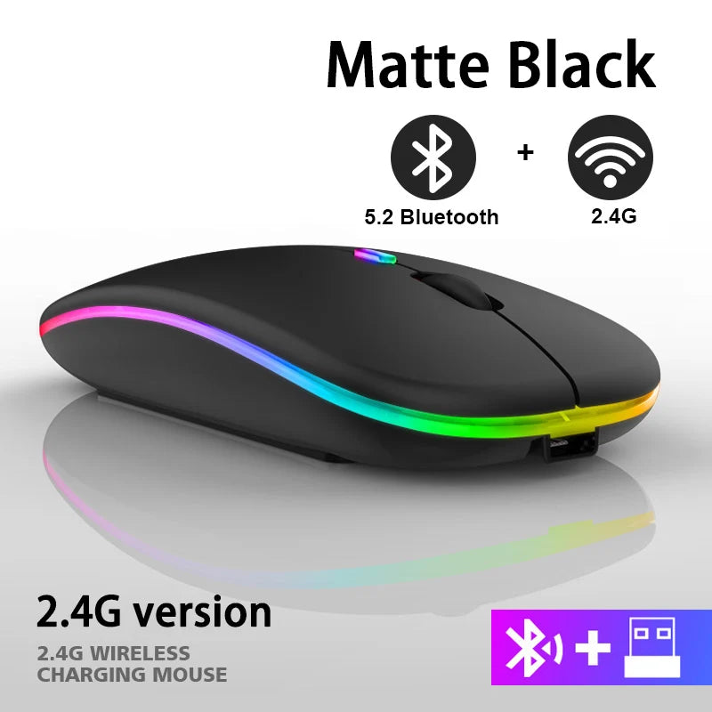 Wireless Bluetooth Mouse RGB Rechargeable Mice Wireless Computer Mause LED Backlit Ergonomic Gaming Mouse for Laptop PC 3600DPI