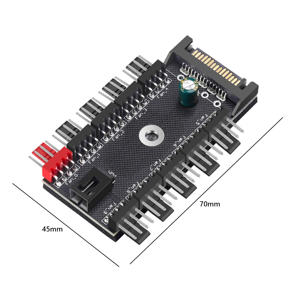 4-Pin PWM Fan Power Supply Cable 1 To 10 Way Splitter Hub SATA Powered 4 Pin PWM Fan Hub Cooler Cooling Adapter for PC Computer