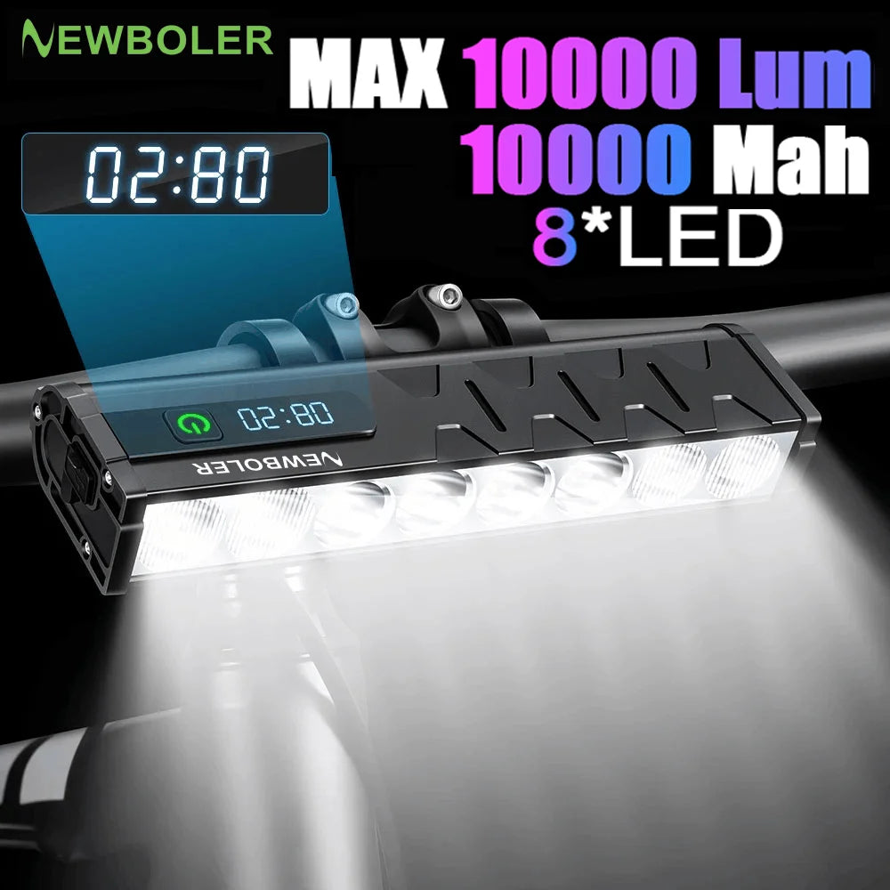 NEWBOLER Велосипедний ліхтар передній 10000 люмен Велосипедний ліхтар 10000 мАг Водонепроникний ліхтарик USB-зарядка Аксесуари для гірських велосипедних шосейних ліхтарів