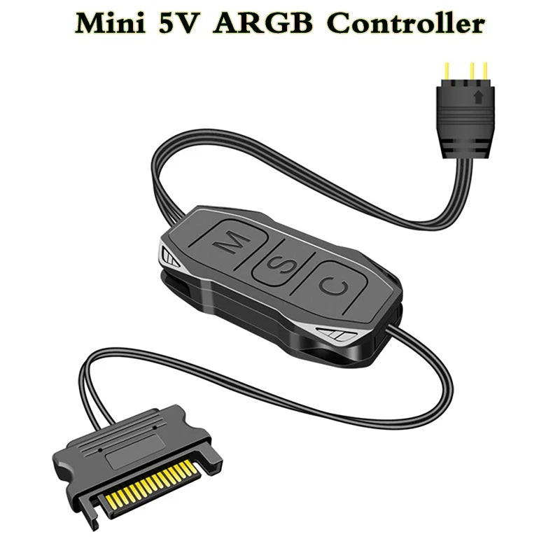 COOLMOON AR-1 RGB Controller Cable 5V 3 Pin 3pin to SATA ARGB Mini Controller HUB Adapter for PC Fan Cooling Fan Light Strip