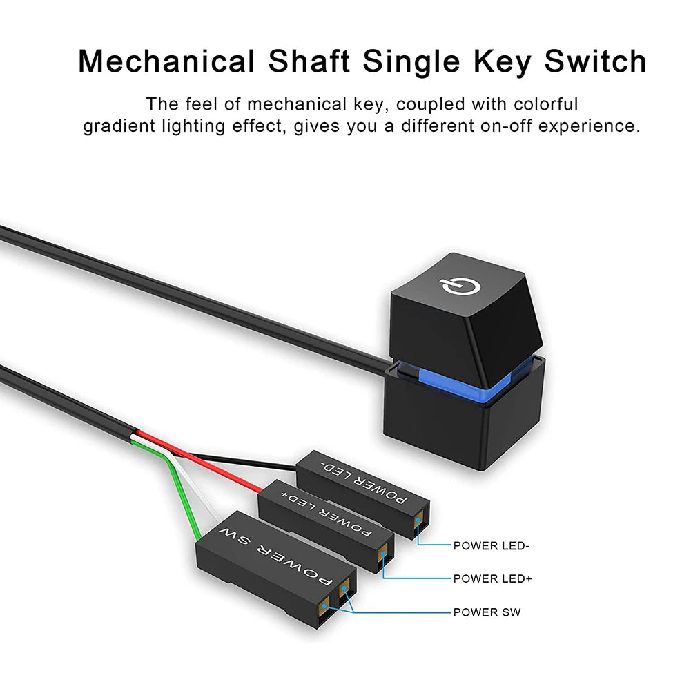 2m Computer Desktop Mechanical Switch PC Motherboard External Start Power On/Off Button Extension Cable 7 Color Lights PC Switch