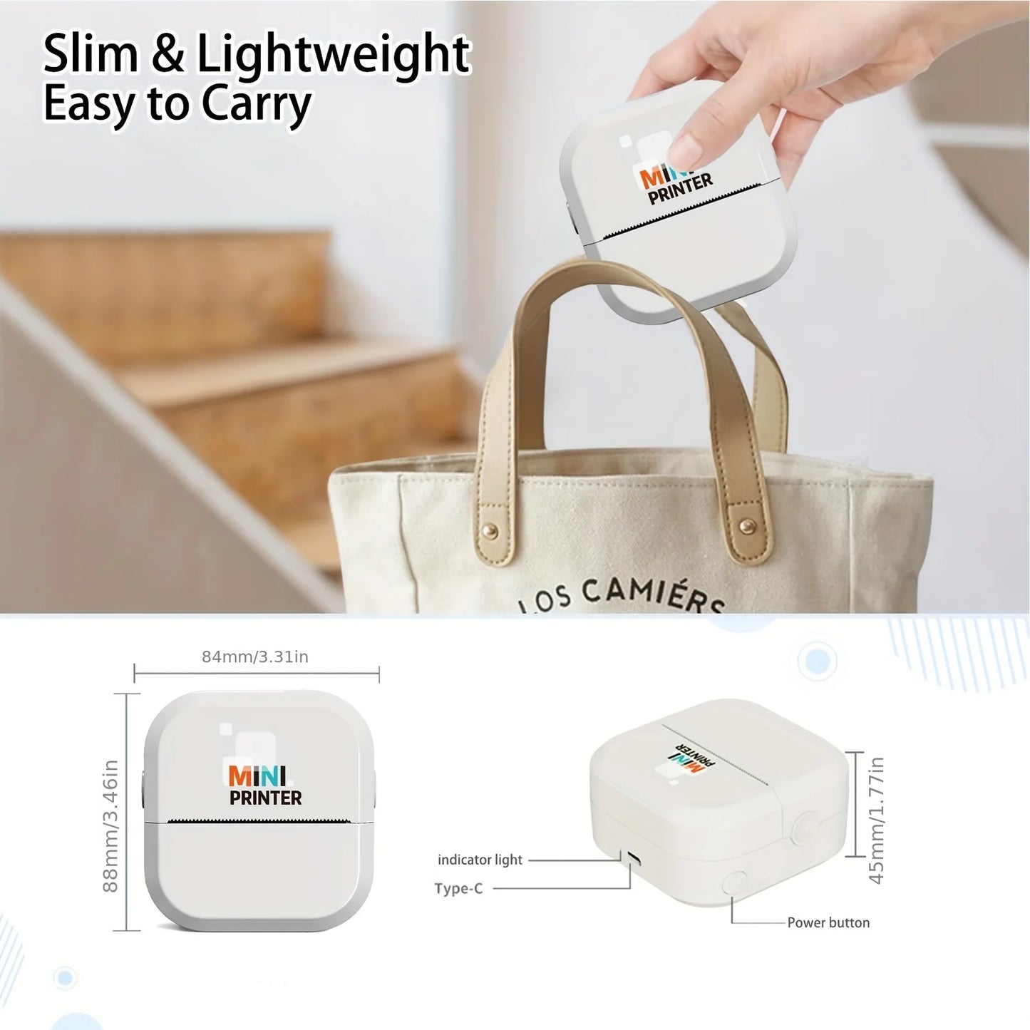 Portable Mini Wireless Printer - Compact Label, Error Correction, And Photo Printer,Thermal Printing Technology