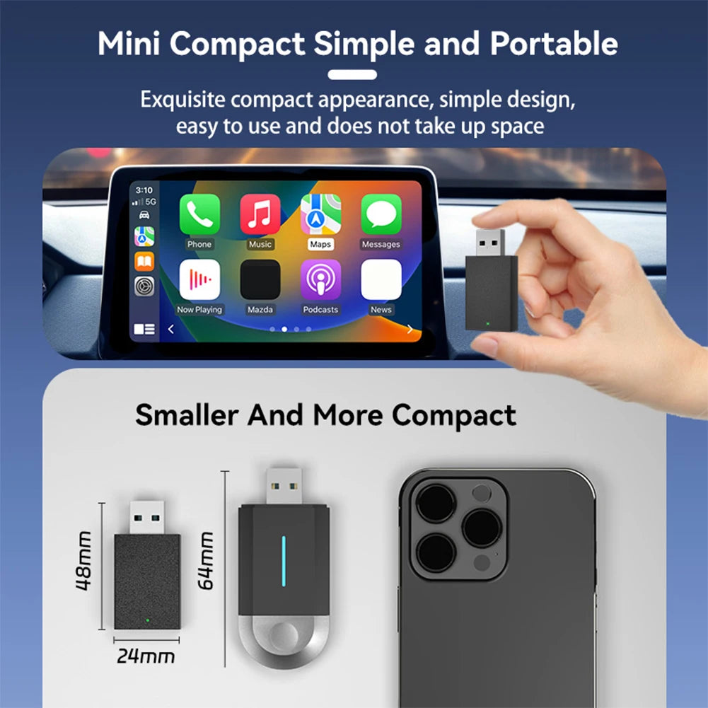 1/2PCS 2in1 Wireless Carplay Adapter 2.4/5G WiFi USB Plug and Play Smart Mini Box Wired to Wireless CarPlay&Android Car AI Box