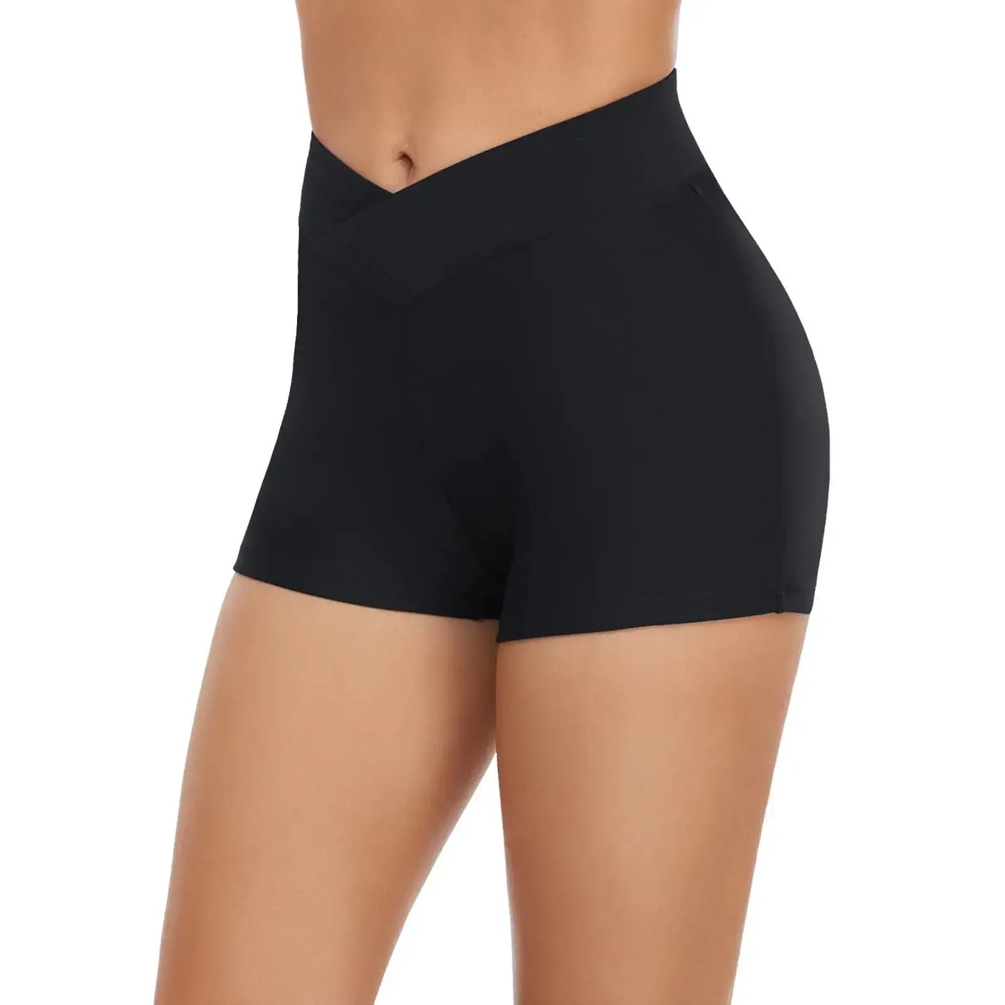 Women's High Waisted Swim Shorts Solid Color Black Blue Skinny Swim Bottoms Bathing Suit Shorts Swimwear Bottom Women Swimsuits