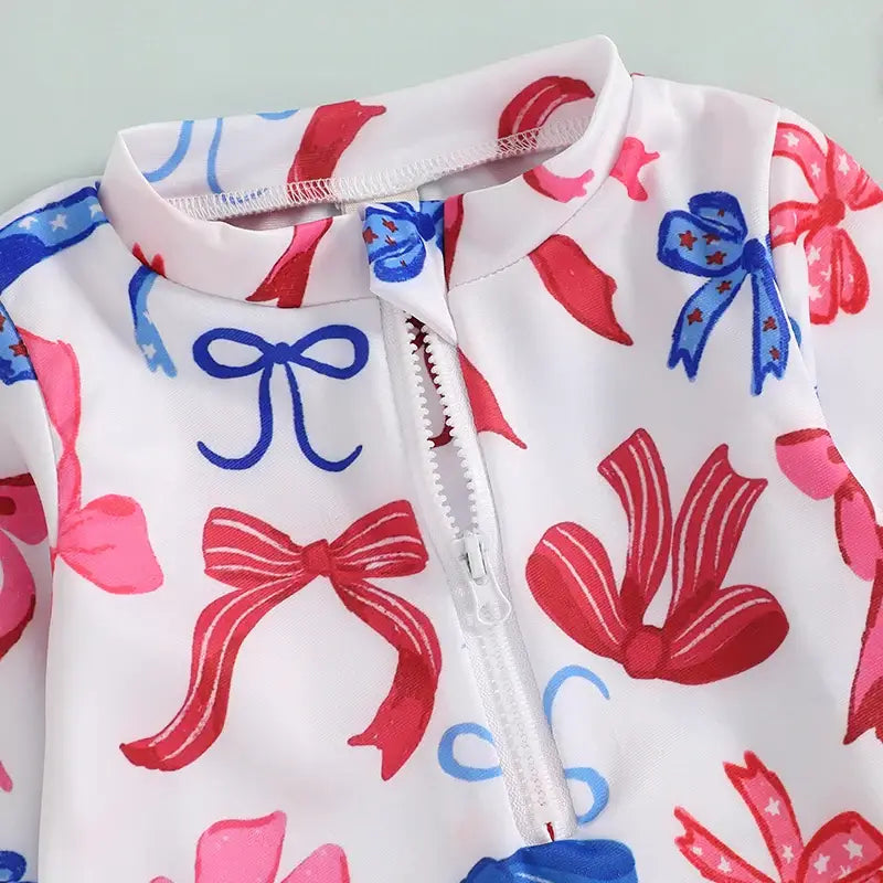 Children s Girls Swimsuit Short Sleeve Floral Print Swimwear with Ruffle Detail for Pool Party and Vacation