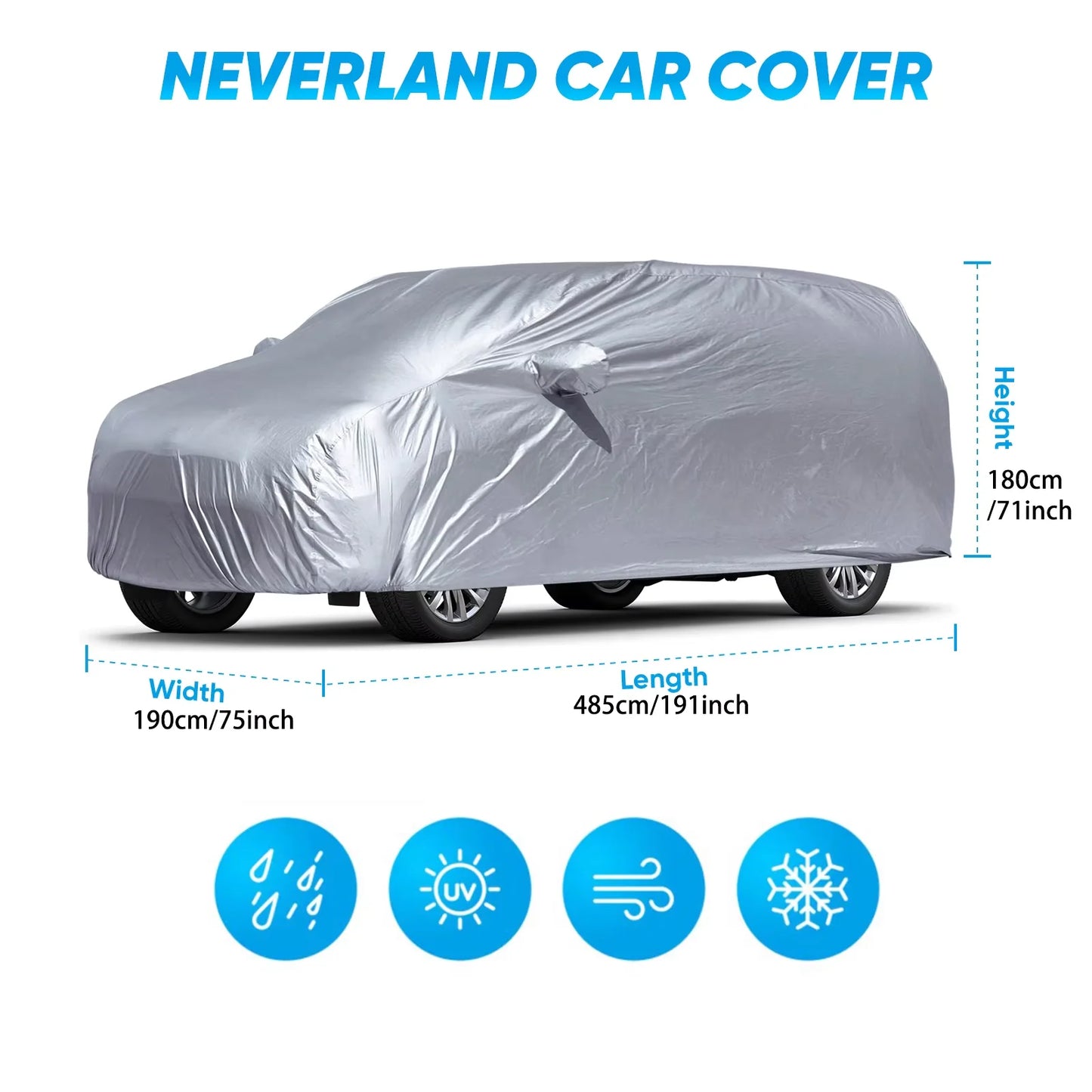 Universal Car Cover - Waterproof SUV/Sedan Protection, UV Resistant, All Weather