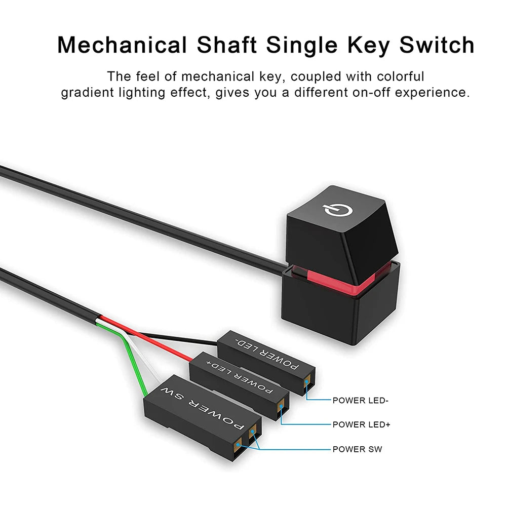 2m Computer Desktop Mechanical Switch PC Motherboard External Start Power On/Off Button Extension Cable 7 Color Lights PC Switch