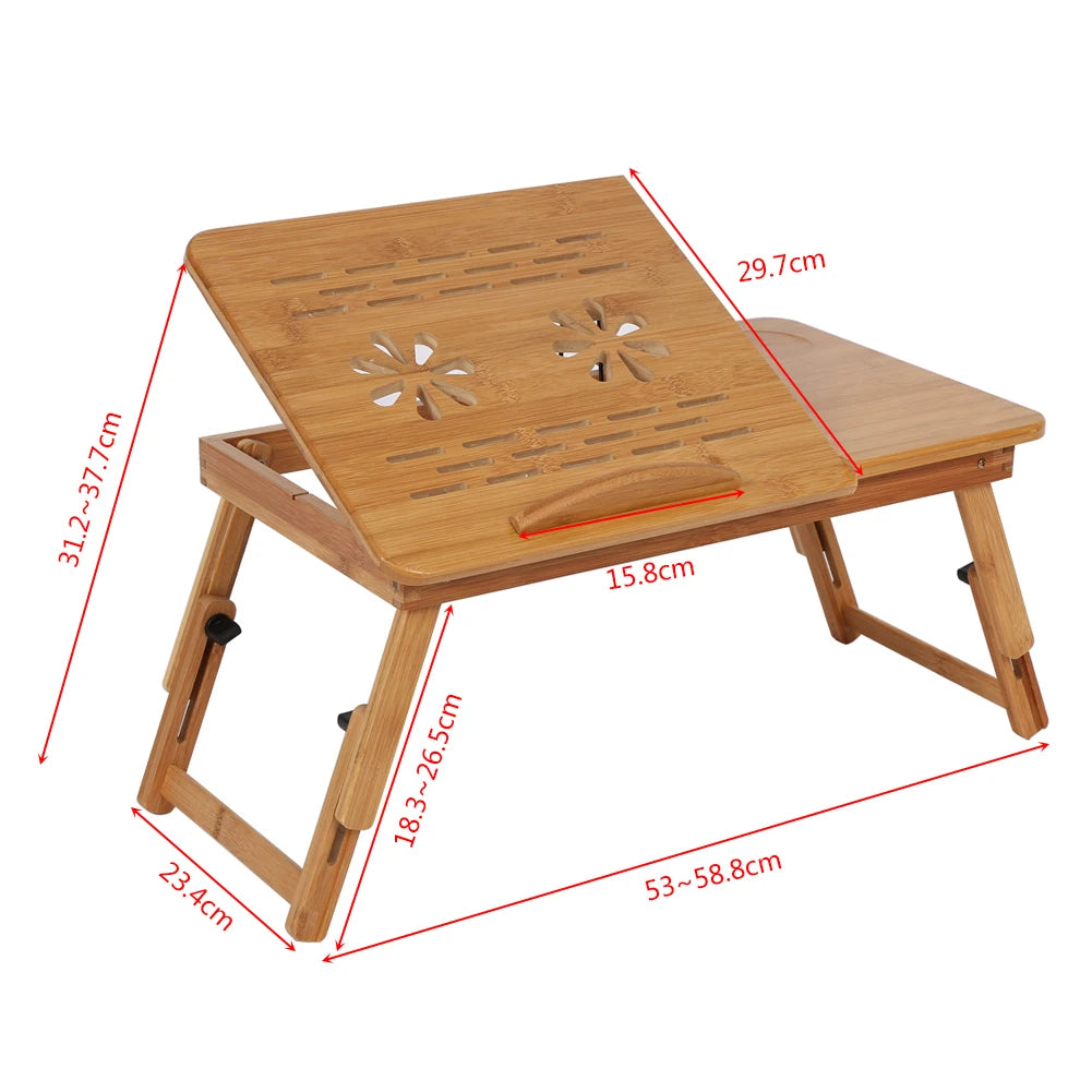 Bed Desk Adjustable Bamboo Rack Shelf Dormitory Bed Lap Desk Portable Book Reading Tray Stand Laptop Bed Desk Bed Lap Desk