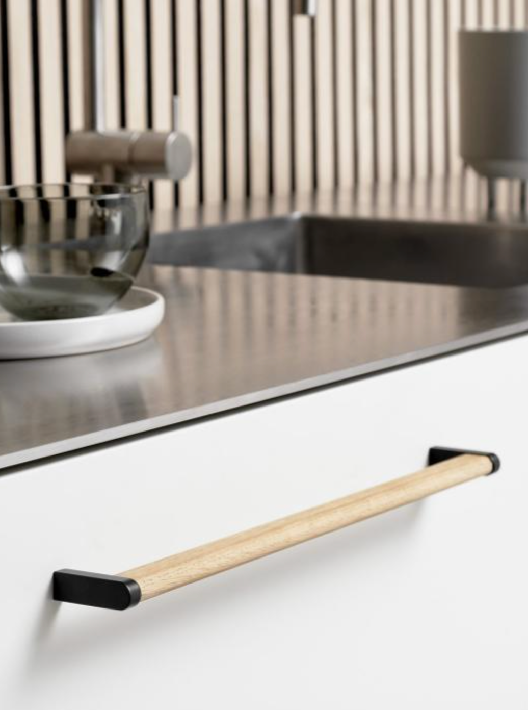 Black and Oak Wood "Crossing" Cabinet Knob and Drawer Handles