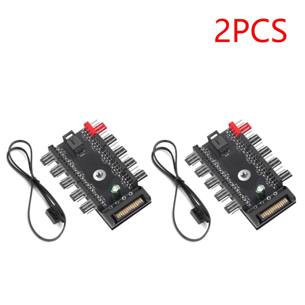 4-Pin PWM Fan Power Supply Cable 1 To 10 Way Splitter Hub SATA Powered 4 Pin PWM Fan Hub Cooler Cooling Adapter for PC Computer