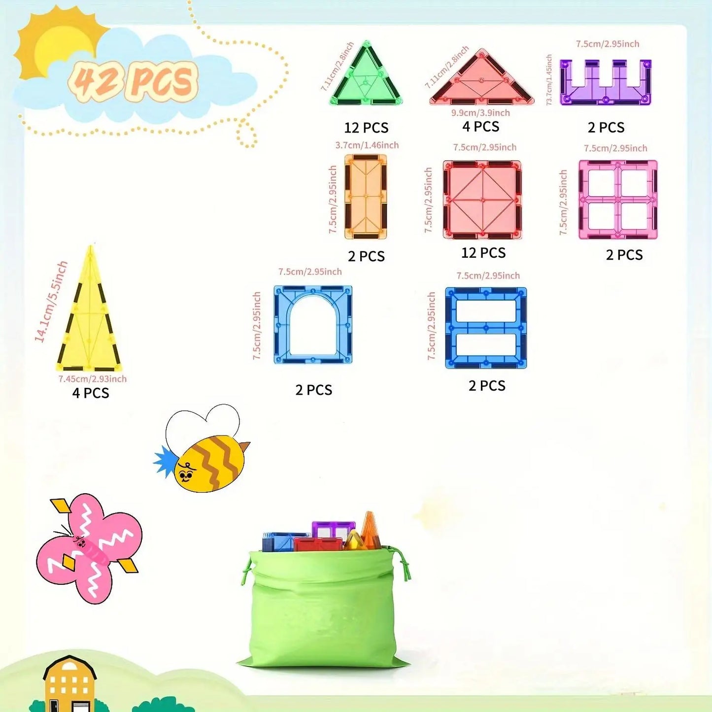 Magnetic Tiles Kids Toys for 3+ Year Old Boys & Girls, STEM Building Blocks Toys & Games, Sensory Toys for Toddlers, 3 4 5 6 7 8