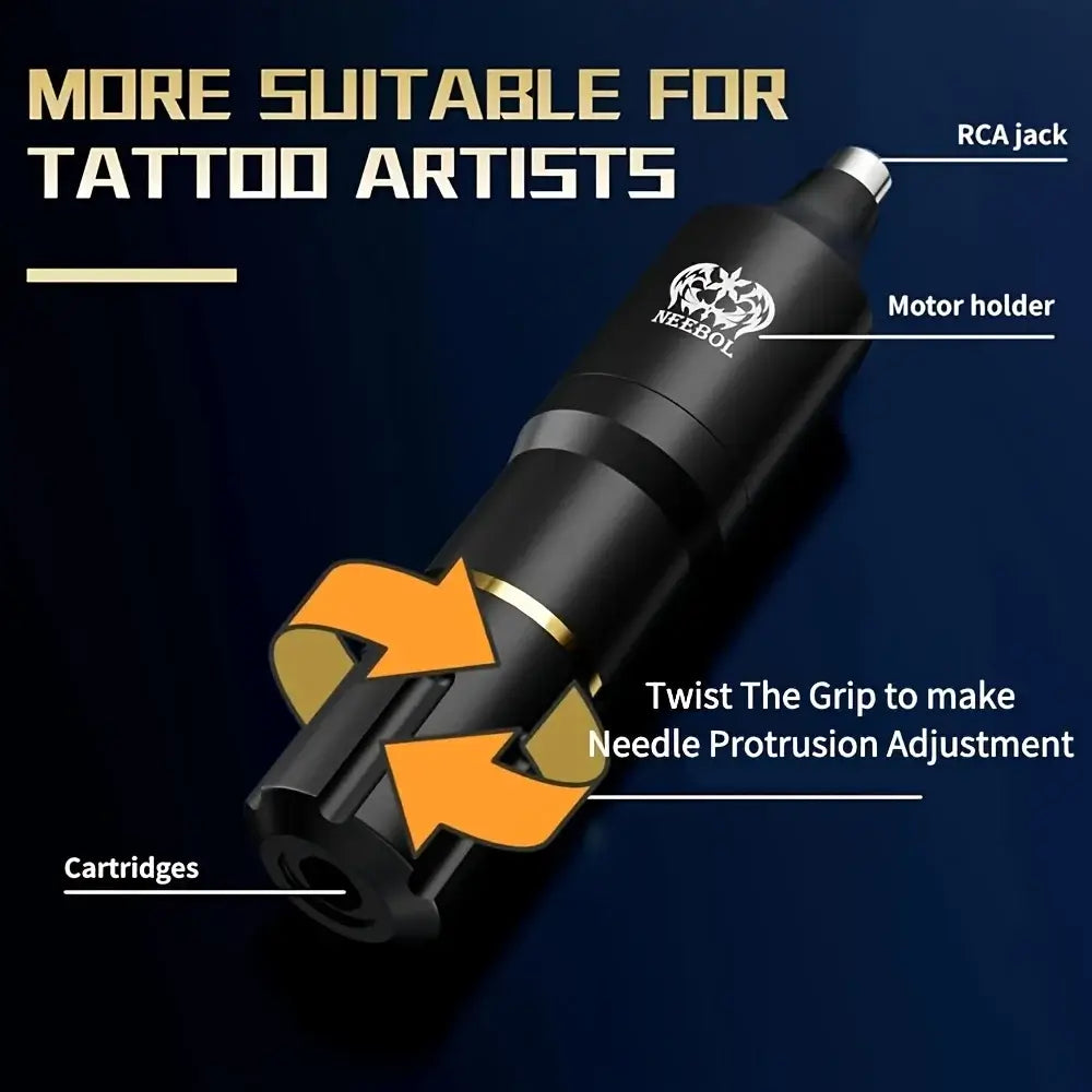 Valentine's Day Gift Neebol Wireless Tattoo Machine Kit Complete,Rotary Tattoo Pen,Tattoo Cartridge Needles, inks,Body Art Makeu