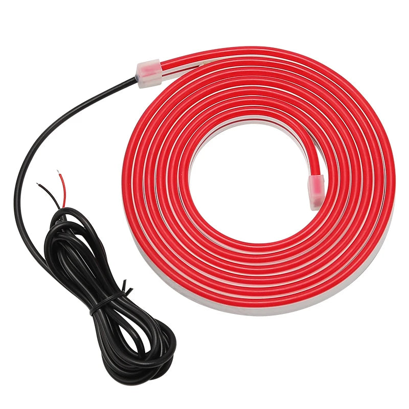 2M 12V Car Hood Daytime Running Light Strip Waterproof Flexible LED Auto Decorative Atmosphere Lamp Ambient Backlight Universal