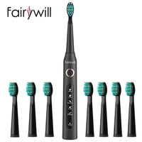 Fairywill FW-507 Electric Sonic Toothbrush - USB Rechargeable, Waterproof, Replacement Heads
