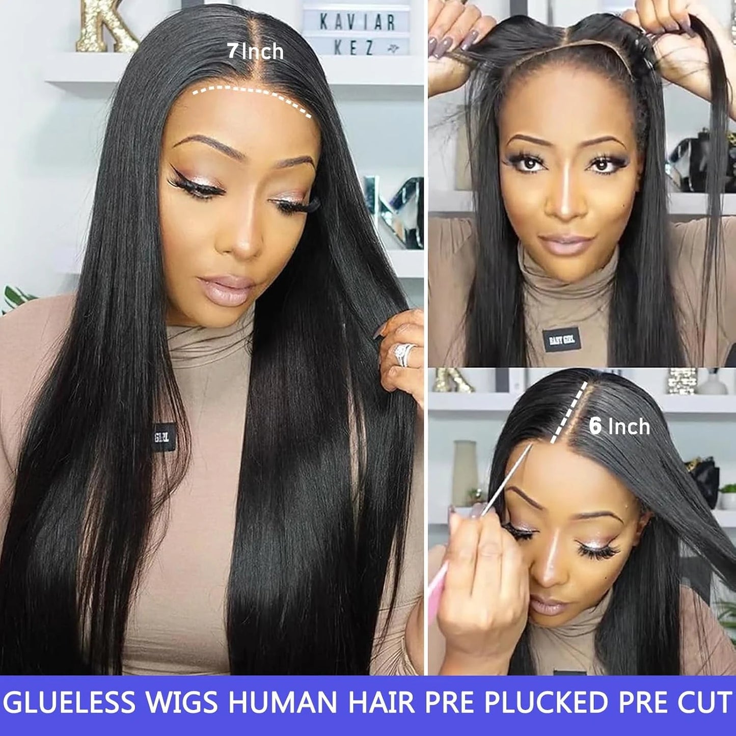 250Density 30 inch Glueless Wigs Human Hair 13x6 Straight HD Lace Front Wig Human Hair 7x6 Glueless Bone Straight Wig For Women