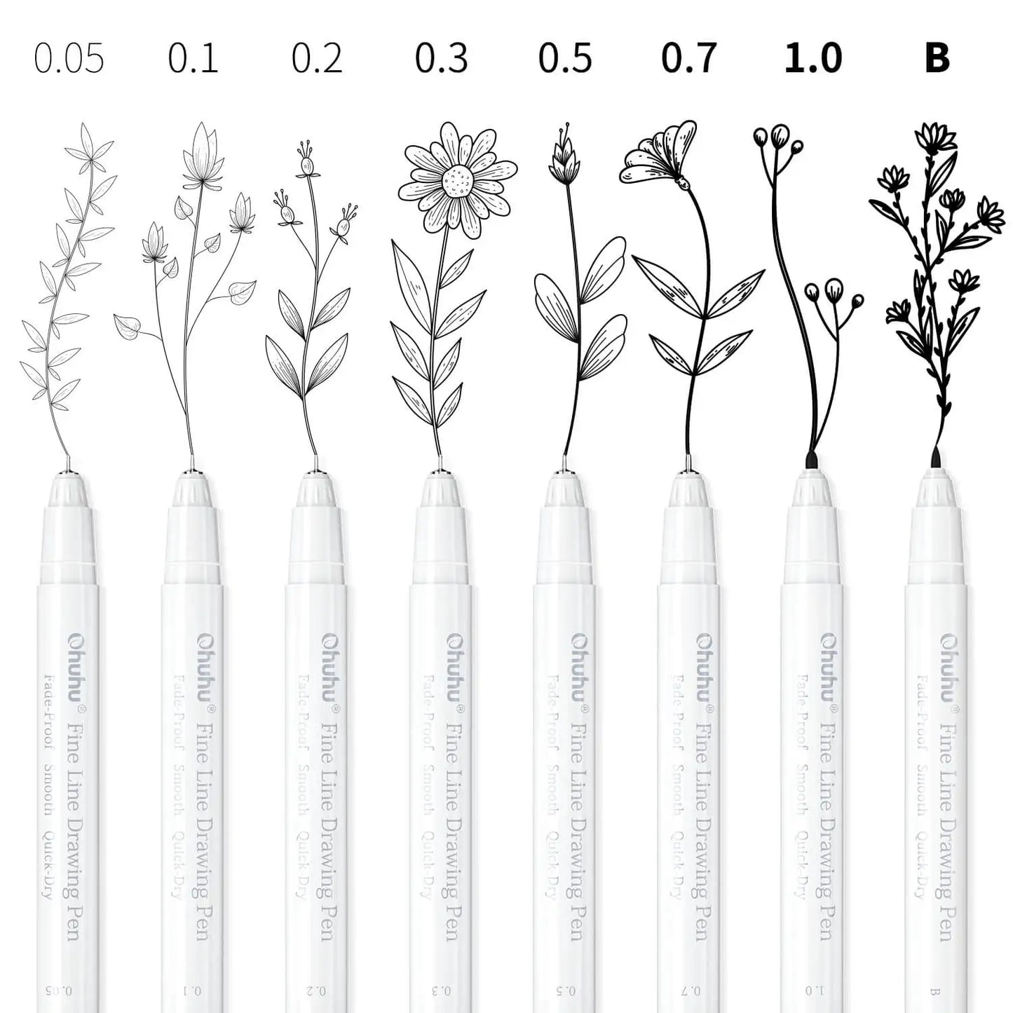 Ohuhu Micro Pen Fineliner Drawing Pens 8 Pack Line Pens Art Colored Pens Fine Point Markers Waterproof Writing Sketching Manga