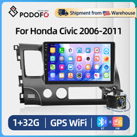 Podofo Android Car Radio For Honda Civic 2006-2011 Android Auto 2Din Multimedia Player GPS Navigation Radio No DVD Head Unit