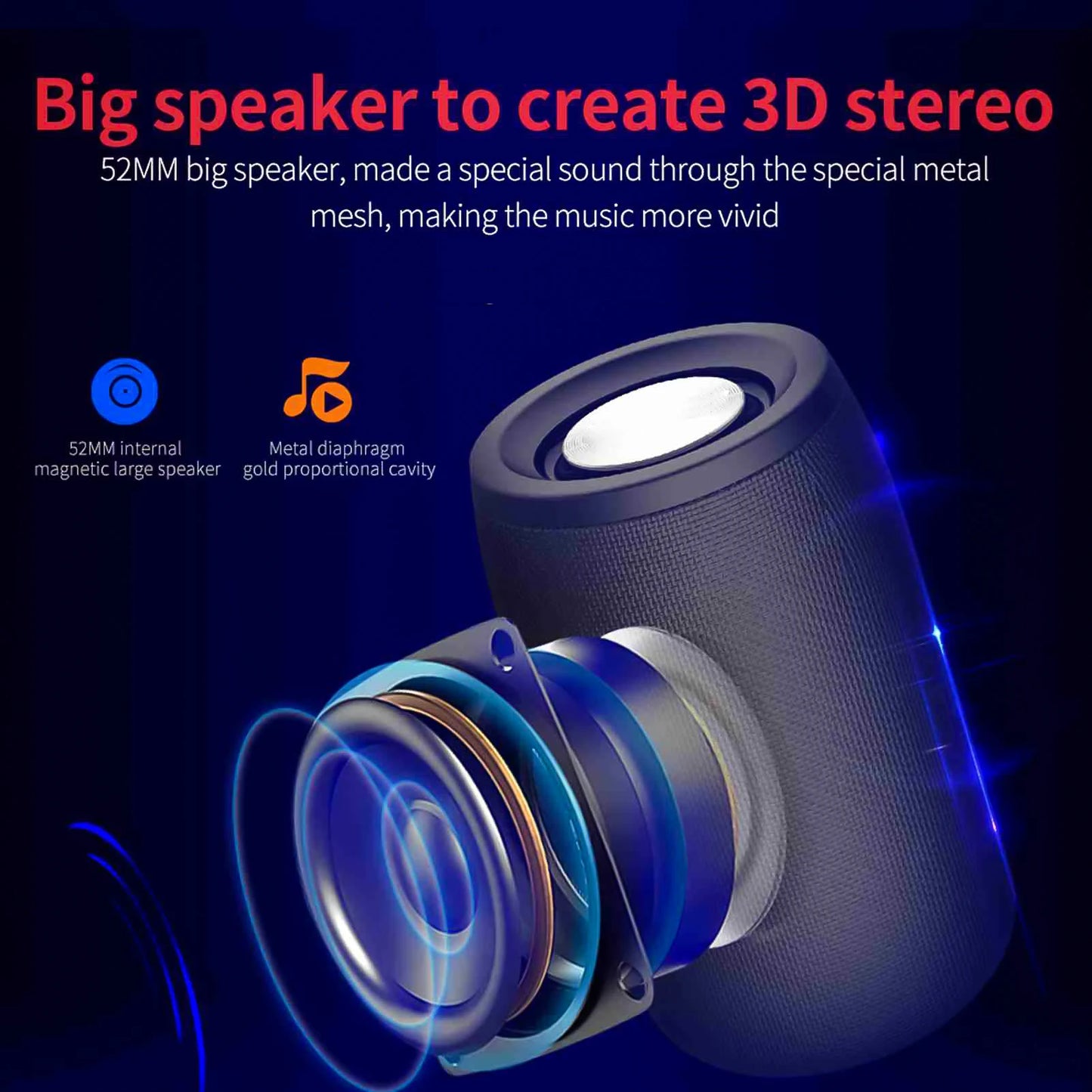 Portable Wireless Bluetooth Speaker 5W Lower Power Consumption Subwoofer for Indoor Outdoor Outdoor Sound Box S32 Speaker