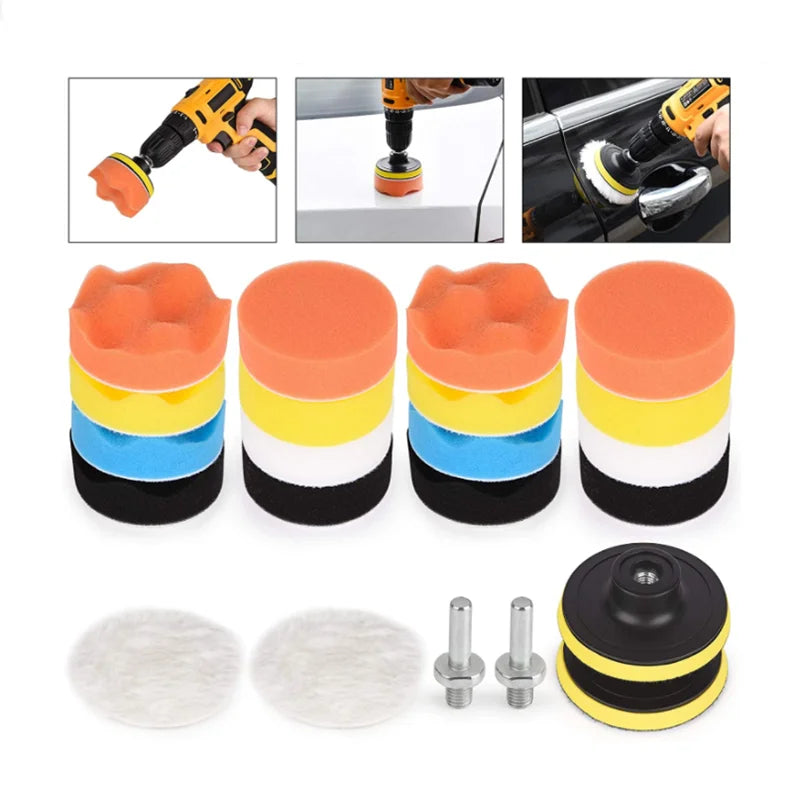 22Pcs 3 Inch Buffing Waxing Clean Polish Washable Wool Fiber Car Polisher Polisher Reusable for Auto Motorcycle Remove Scratches