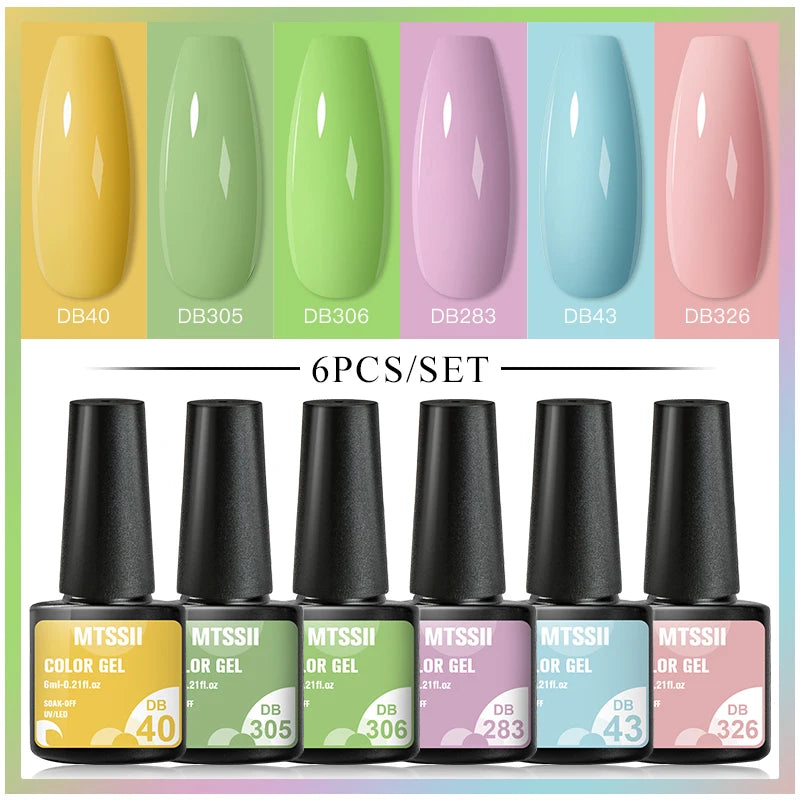 6/8Pcs Spring Pink Color Gel Nail Polish Set Semi Permanent Varnishes Nail Art Design Hybrid Soak Off UV LED Gel Manicure Kit