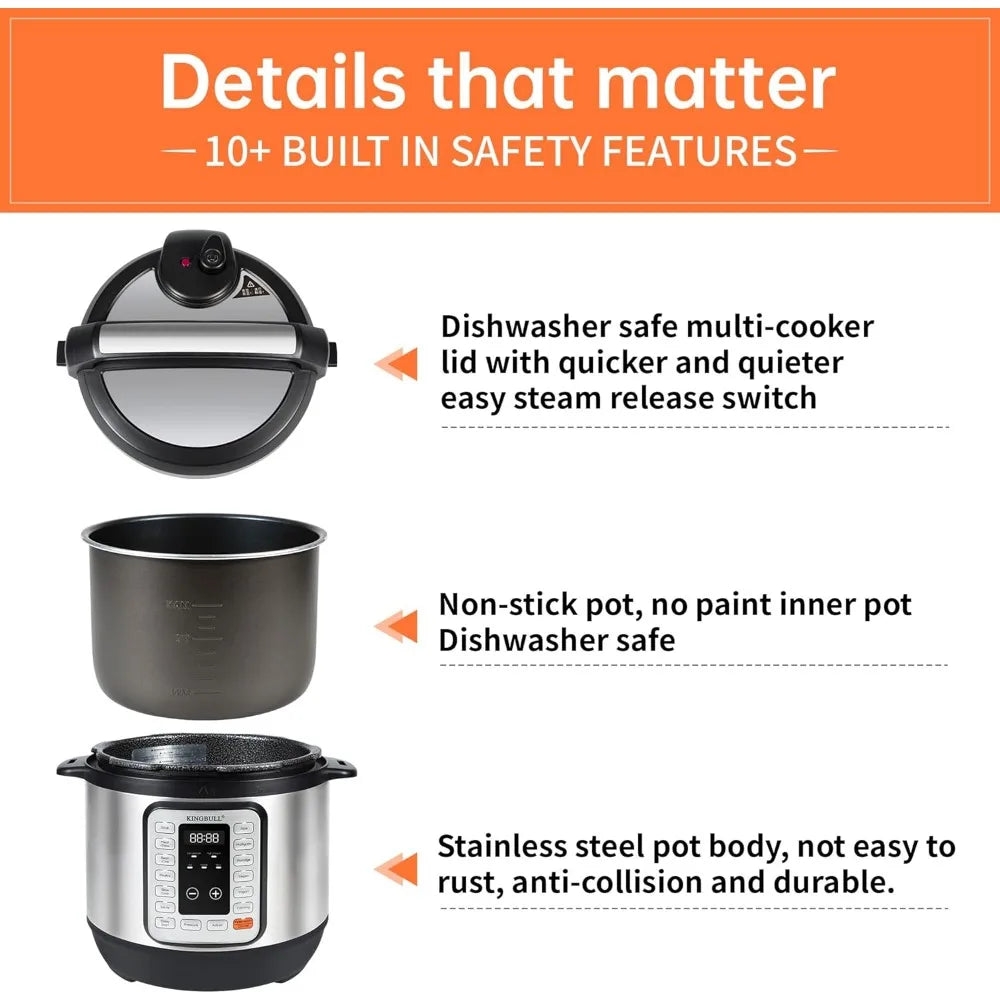 12-in-1 Electric Pressure Cooker, Instant Multi-Use Non-Stick Pot, Steamer, Sauté, Yogurt Maker, Warmer &Delay Start