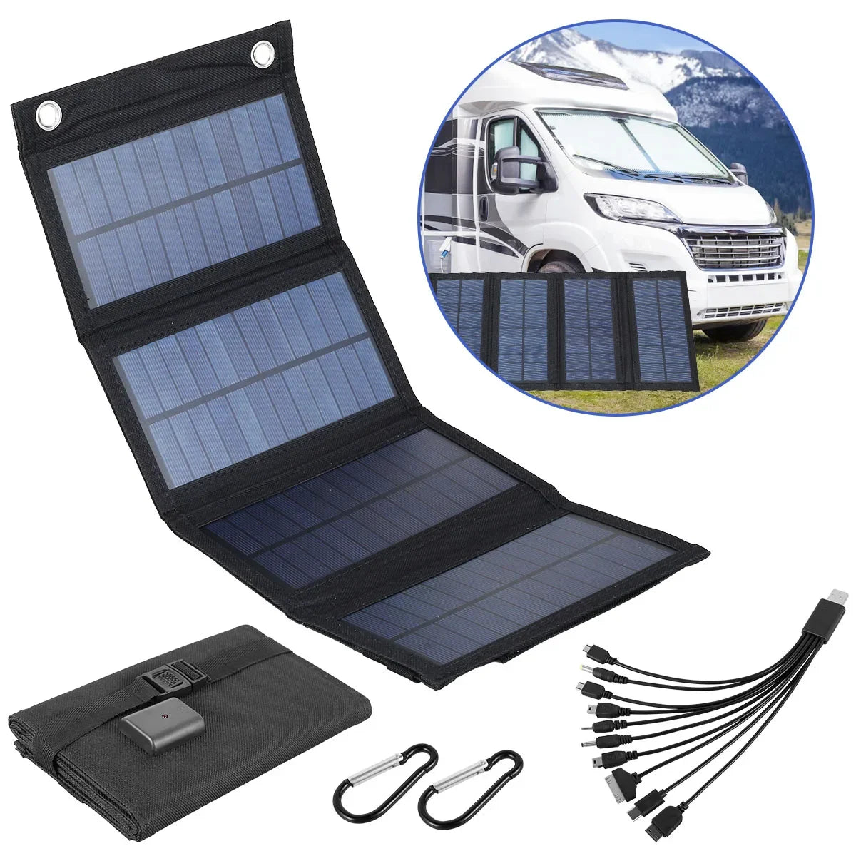 New 100W Folding Outdoo Solar Panel Waterproof Charger USB Solar Power Charger Lightweight Outdoor Power Bank Phone Charger
